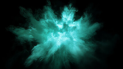 Aufkleber - Abstract mint light explosion centered on dark background for creative design