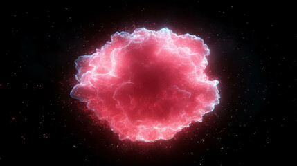 Poster - Vibrant red light explosion in space – futuristic energy burst design