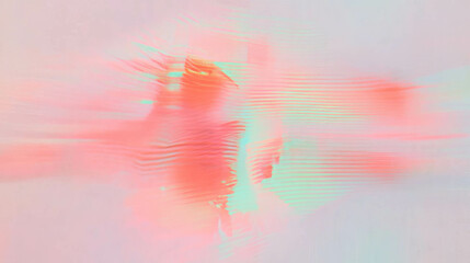 Poster - Abstract digital glitch art with distorted texture in vibrant pastel colors