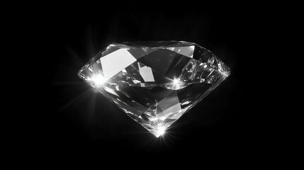 Poster - Brilliant diamond sparkle on black background - luxurious gemstone light effect for elegant design