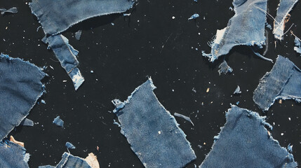 Poster - Distressed denim texture with rips for creative design and fashion backgrounds