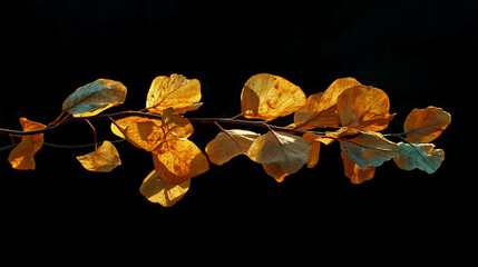 Poster - Natural dried leaves on dark background for autumn decoration and texture design