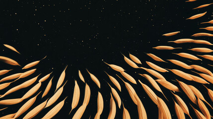 Aufkleber - Abstract swirl of caraway seeds on black background for creative designs