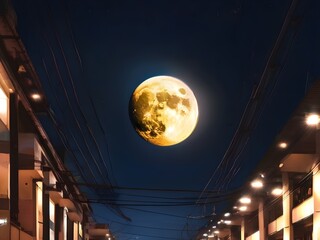 Wall Mural - the moon and the city