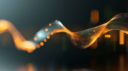 Poster - Abstract dynamic light trail with glowing particles and digital waves in vibrant colors for modern design projects