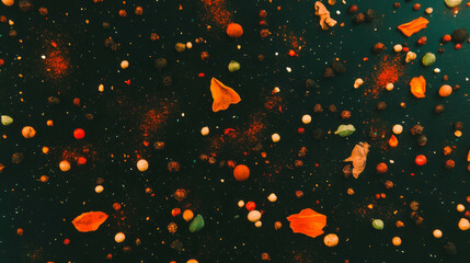 Aufkleber - Colorful background of mixed spices with varied peppercorns and leaves for culinary design