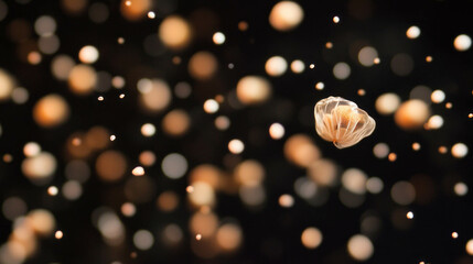 Poster - Enchanting white poppy seeds floating in a dreamlike background