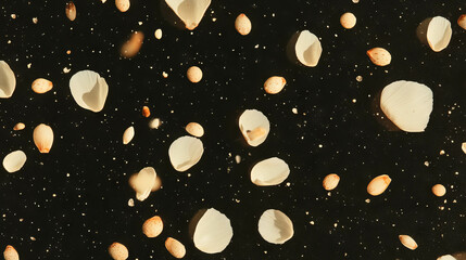 Aufkleber - Dreamy background of drifting poppy petals on dark surface for nature-inspired designs