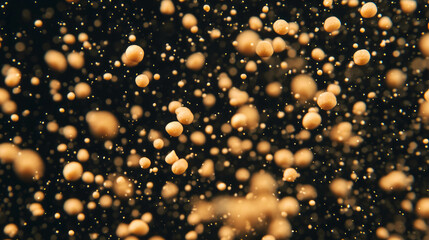 Aufkleber - Floating mustard seeds on black background for food art and texture design