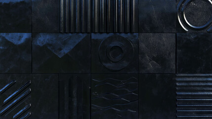 Poster - Abstract geometric embossed metal background for industrial design