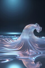 Poster - fluid wave sculpture in shimmering light creating a mesmerizing effect in a dark setting