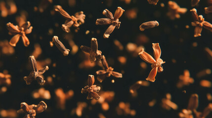 Poster - Aromatic spice artistry with falling dark brown cloves for culinary inspiration