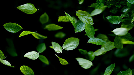 Aufkleber - Lush green foliage with falling lime leaves for nature design and decoration