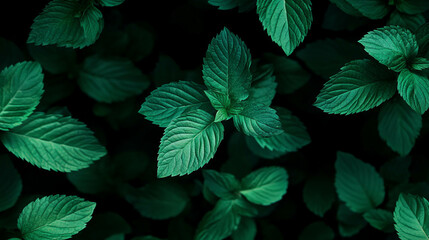 Poster - Tranquil green leaves falling pattern for natural background design