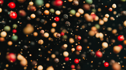 Aufkleber - Dynamic background of falling mixed peppercorns in motion