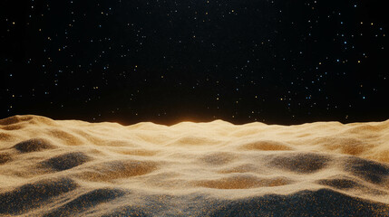 Poster - Mystical cosmic desert landscape with falling sand under starry night sky