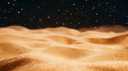 Poster - Mesmerizing sand particles falling against a dark background with gentle light gradient for tranquil designs