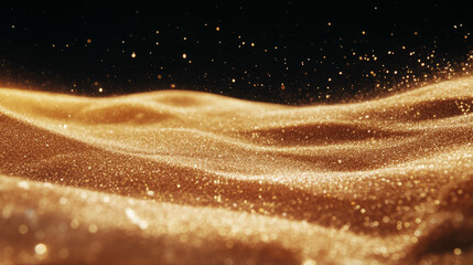 Poster - Golden sand dunes in motion under glittering night sky - atmospheric desert landscape