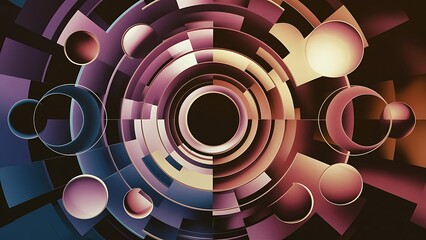 Poster - Rings and circles geometric abstract background for wallpaper banner backdrop