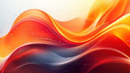 Poster - Abstract Fiery Orange and Red Waves Digital Art Background Image
