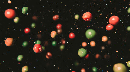 Aufkleber - Dynamic floating red and green peppercorns in motion for creative background design