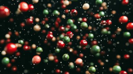 Aufkleber - Vibrant floating red and green peppercorns in motion for background design