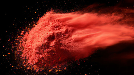Aufkleber - Vibrant red cayenne pepper powder floating against black background for culinary design