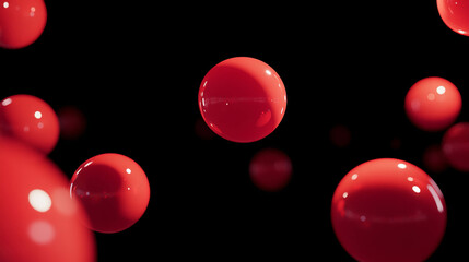 Aufkleber - Abstract design with floating red orbs on black background for creative visuals