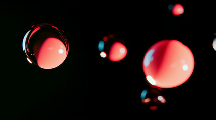 Aufkleber - Surreal abstract background with floating red orbs in soft diffused light