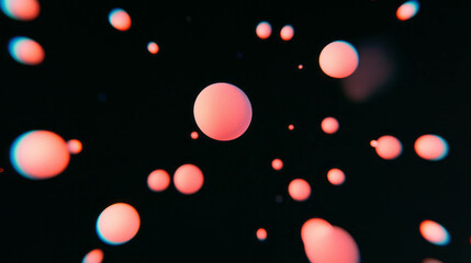 Aufkleber - Abstract background with floating red orbs on dark diffused backdrop