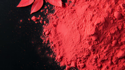 Aufkleber - Floating red sumac powder on black background for culinary and creative designs