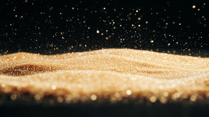 Poster - Golden sand particles in motion creating a mesmerizing background