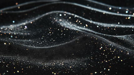 Aufkleber - Ethereal and sparkling sand waves reflecting light in dark background