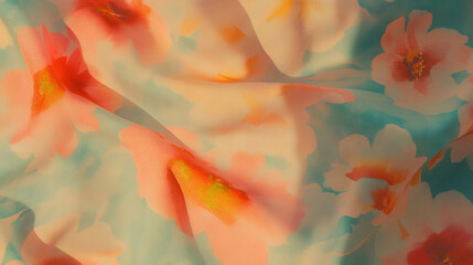 Poster - Elegant floral print fabric texture with vibrant colors for textile design