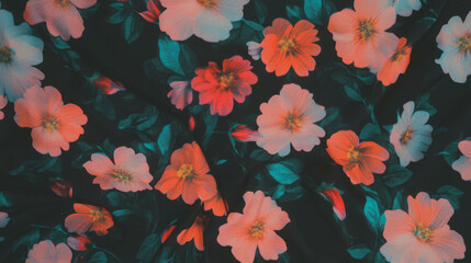 Poster - Vibrant floral print fabric texture for creative design projects