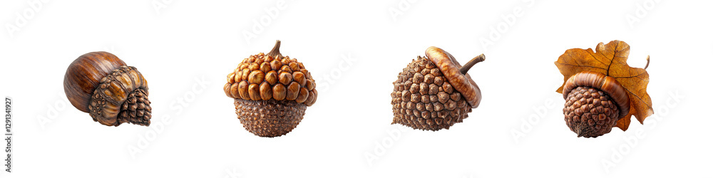 Varied Types of Acorns with Distinct Shapes and Textures Stock Photo ...