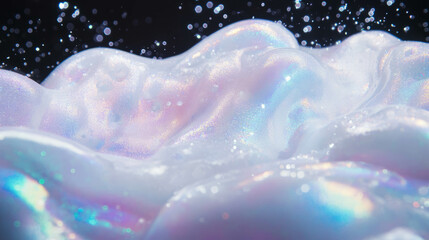 Poster - Iridescent foam smears background with shimmering highlights for creative design