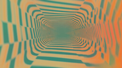 Aufkleber - Abstract geometric pattern background with distorted perspective in orange and green