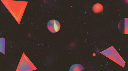 Poster - Colorful geometric shapes and confetti pattern background for modern design