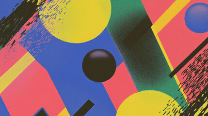 Poster - Vibrant geometric abstract background with contrasting colors for modern design
