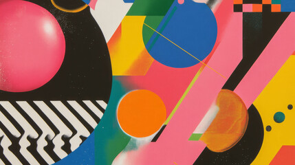 Poster - Vibrant memphis pattern with colorful geometric shapes for modern design