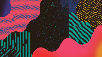 Poster - Vibrant abstract background with geometric shapes and zigzag patterns for modern design