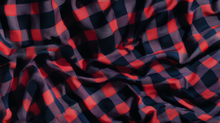 Poster - Classic red and black gingham fabric texture background for design and decor