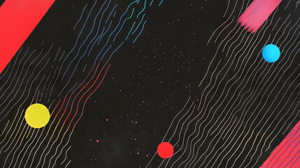 Poster - Vibrant abstract design with geometric shapes and zigzag lines for modern backgrounds
