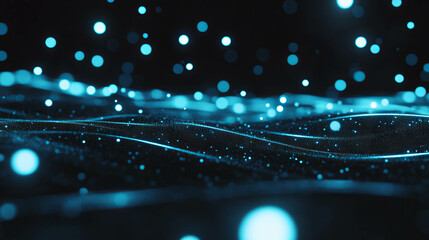 Poster - Glowing neon sphere background with soft blue diffused light for modern design