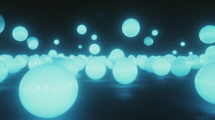 Poster - Glowing neon spheres with soft diffusion for futuristic design concepts