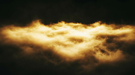Poster - Mysterious golden light emanating through dark foggy atmosphere