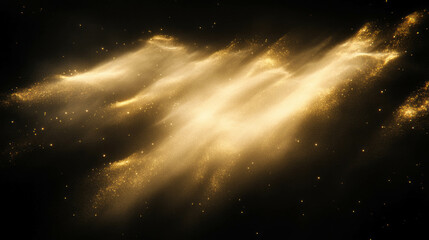 Poster - Ethereal golden light and dust particles in motion for elegant background design