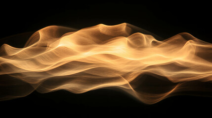 Poster - Abstract golden light waves on black background for creative design
