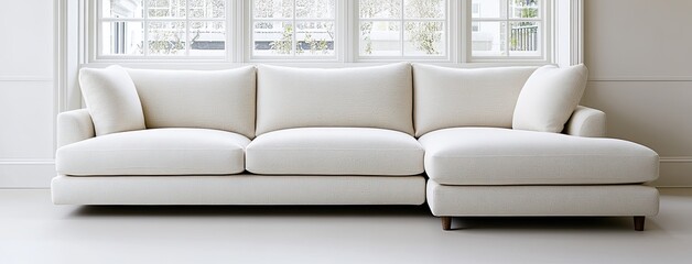 Wall Mural - Soft beige sofa adorned with casual clothes creates a warm, inviting atmosphere in a sunlit, simple room